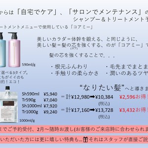 シャンプー＆トリートメント予約販売